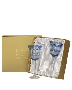 These Belgravia 2 x 25cl Skye Blue Large Wine Glasses were designed by Royal Scot Crystal. 
