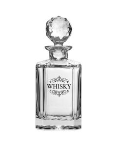 80cl 'Whisky' Engraved Square Spirit Decanter designed by Royal Scot Crystal.