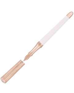 This Liberté White Lacquer & Rose Gold Fountain Pen has been designed by S.T. Dupont Paris.