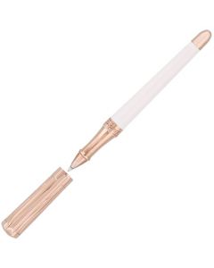 This Liberté White Lacquer & Rose Gold Rollerball Pen has been designed by S.T. Dupont Paris.