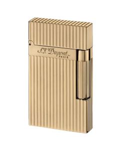 S.T. Dupont Ligne 2, Yellow Gold Lighter with Vertical Line Design.