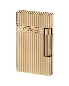 S.T. Dupont Ligne 2, Yellow Gold Lighter with Vertical Line Design.