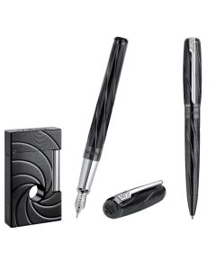 S.T. Dupont James Bond 007 Spectre Matt and Polished Black Premium Collection Pens, Lighter Set & Gift Box.