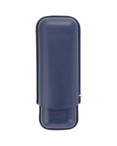 This Dupont cigar case is made from a blue smooth leather material.