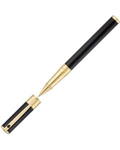 This D-Initial Black & Gold Rollerball Pen was designed by S.T. Dupont Paris. 