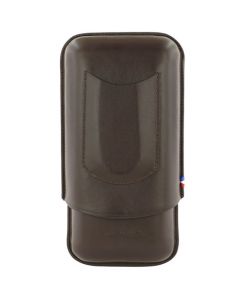 This S.T. Dupont 3 cigar case is made from a brown smooth leather.