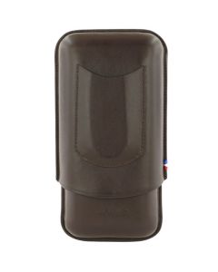 This S.T. Dupont 3 cigar case is made from a brown smooth leather.