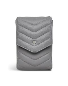 Radley's Rowe Avenue Quilted Grey Phone Cross Body Bag has a quilted design on the soft-grain leather.