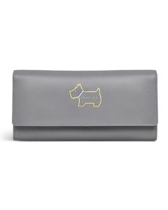 This Radley Heritage Dog Outline Grey Large Matinee Purse has 19 card compartments, along with zip pockets and extra slip pockets.