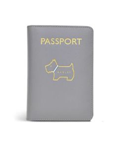 This Radley Heritage Dog Outline Grey Passport Cover has the Scottie Dog on the front in gold foiling.