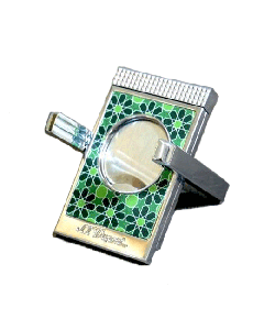 S. T. Dupont Chrome Green Mozaic Cigar Cutter With Stand