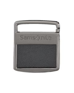 Samsonite's Gunmetal Luggage Tag IM has the brand name engraved along the top of the tag.