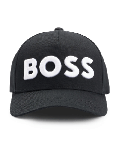 This Men's Embroidered Logo Cotton-Twill Cap by BOSS has an adjustable strap on the back.