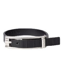 Men's Black Leather 'Shadow Stripe' Bracelet