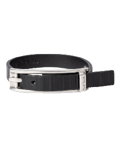 Paul smith's Men's Black Leather 'Shadow Stripe' Bracelet has a silver buckle fastening.