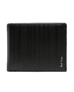 Paul Smith's Black Leather 'Shadow Stripe' 6CC Wallet has been made out of smooth calfskin leather.