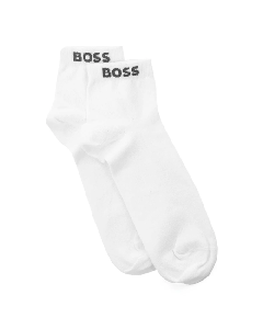 These BOSS Pack of 2 Short Socks in White have the logo along the cuffs.