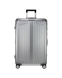 Samsonite's Lite-Box Alu Spinner Suitcase, Silver 76 cm weighs 7.4 kg so it is quite heavy.