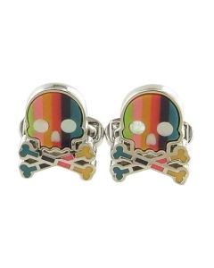 These skull shaped Paul Smith cufflinks come with the multi stripe design on the front.