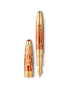 Montblanc's Meisterstück The Origin Collection Solitaire LeGrand Coral Fountain Pen has a gold nib with the 4810 engraving in celebration of 100 years.