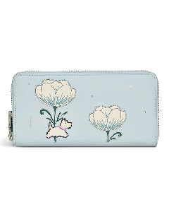 Spring Rose Large Bifold Purse in Mint Green by Radley with applique and embroidery.