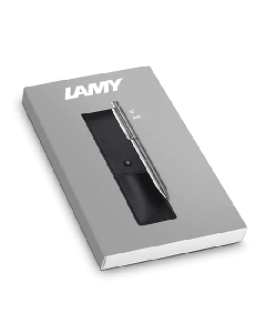LAMY's ST Twin Stainless Steel Pen Set with a Leather Case in Black.