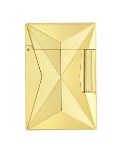 This Ligne 2 Small Fire X Yellow Gold Lighter by S.T. Dupont has a sharp geometric pattern all over.