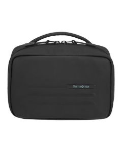 This Stackd Toilet Kit Weekender Wash Bag, Black has a top grab handle and a dual zip into the main compartment.