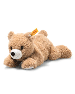 Steiff's Soft Cuddly Friends Barny the Brown Bear is made out of soft plush with safety eyes.