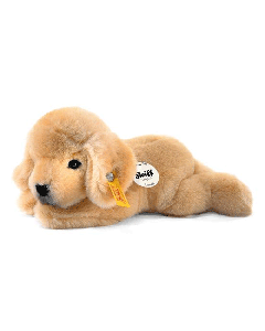 This Lumpi the Golden Retriever Puppy by Steiff has been made with faux fur in polyacrylic and cotton. 