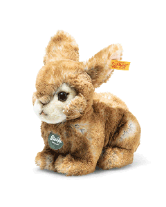 Steiff's Melly the Rabbit, 20 cm, Teddies for Tomorrow is made with polyester and a synthetic filling that was made using recycled bottles. 