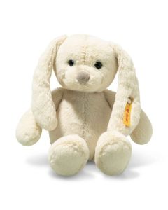 This Soft Cuddly Friends Yellow Tilda Rabbit by Steiff is made from soft plush, safety eyes, and a synthetic stuffing.