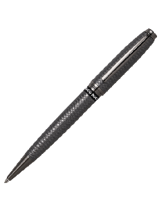 This Hugo Boss Stream Ballpoint Pen Gunmetal has a textured pattern on the surface. 