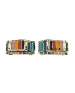 This pair of striped Paul Smith men's cufflinks come in the shape of a Mini.