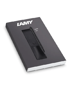This LAMY Swift Matte Black Rollerball Set comes with a leather case in black. 