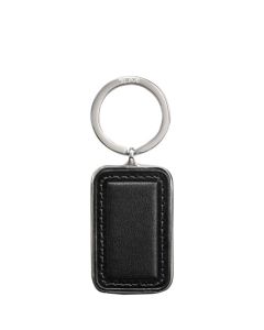 TUMI black leather Alpha Tracer rectangle keyring.