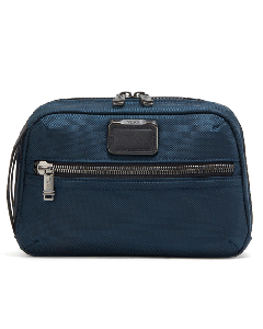 This TUMI Alpha Bravo Navy Response Travel Kit has a front zip pocket and main compartment.