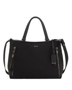 This Voyageur Black/Gunmetal Valetta Medium Tote Bag is designed by TUMI.