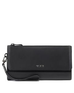 This Voyageur Black/Gunmetal Travel Wallet is designed by TUMI.