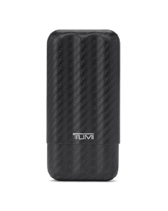 TUMI's Golf Cigar Case in Carbon Fiber has the brand name on the front.