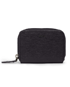 TUMI Black Embossed Nassau Zip Around Card Case