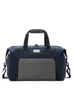 This Navy Alpha 3 Double Expansion Satchel was designed by TUMI. 