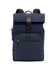 This Navy Harrison Osborn Roll Top Backpack was designed by TUMI. 