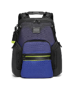 This TUMI Alpha Bravo Royal Blue Ombre Navigation Backpack has hints of neon yellow.