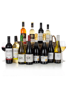 12 Wines in Wicker Luxury Hamper with a selection of fine wine.