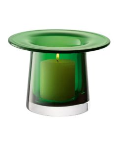 LSA's Victoria Lantern Fern Green Glass Vase 13.5 cm is mouth blown with layers of green and clear glass.