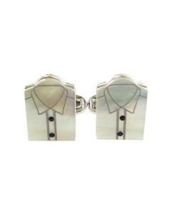This Paul Smith pair of cufflinks come in the shape of a white shirt.