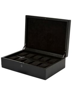 This Black British Racing 10 Piece Watch Box is designed by WOLF 1834.