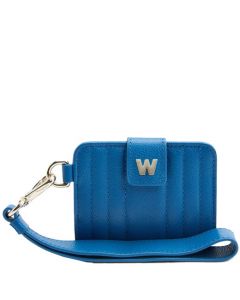 WOLF 1834's Marine Blue Mimi Card Holder with Wristlet is crafted out of soft grain leather. 