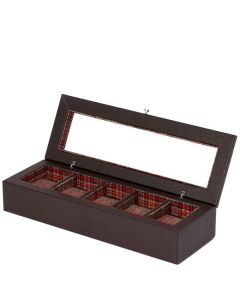 This 5 piece watch box is designed by WOLF 1834 x WM Brown. 
